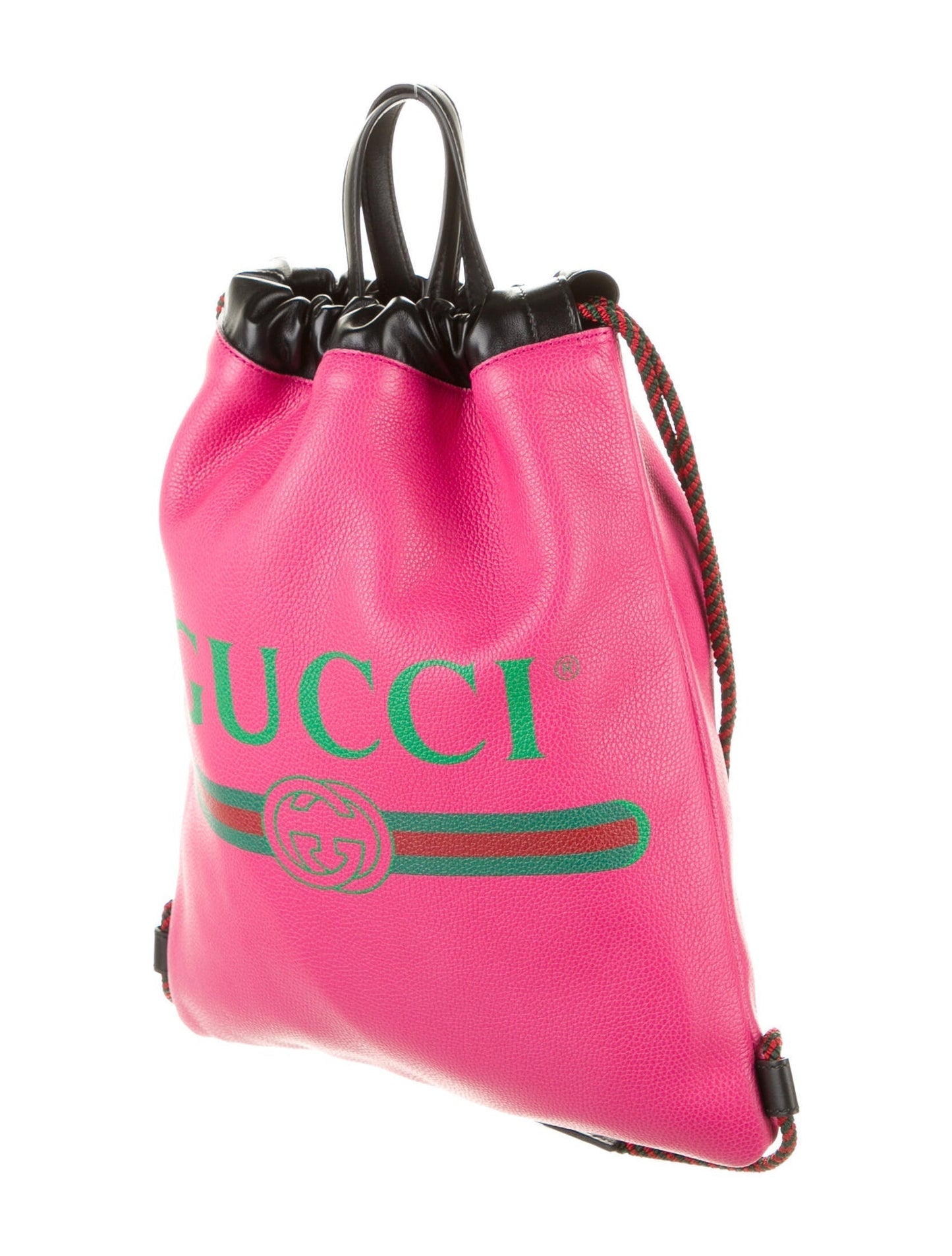 Gucci 2018 Leather Drawstring Backpack in Pink with Pouch