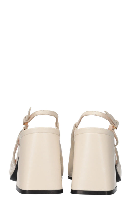 GUCCI Baby Horsebit Slingback Heels White
