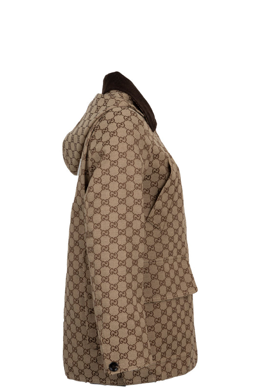 GUCCI Caban Hooded GG Canvas Jacket