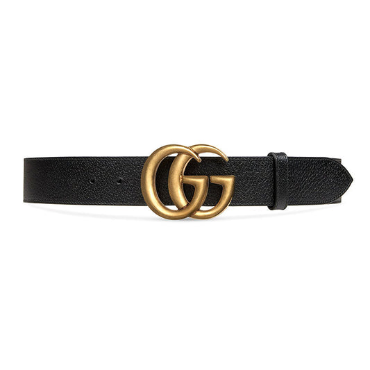 Gucci 406831 DJ20T 1000 Belt Black Full Grain Leather with Gold Double GG Buckle (GGB1004)