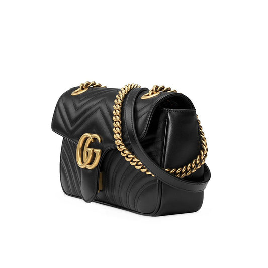 Gucci 443497 DTDIT 1000 Women's Black Matelassé Leather Shoulder Bag (GG2075)