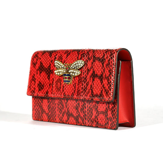 Gucci 476079 2134 Bee Women's Red Exotic Snake Skin Shoulder Bag (GG2067)