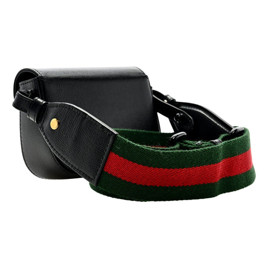 Gucci Azalea Calfskin Web Monochrome Horsebit 1955 Mini Handbag Black