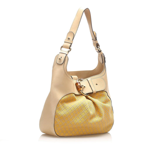 Gucci Bamboo Diamante Canvas Shoulder Bag