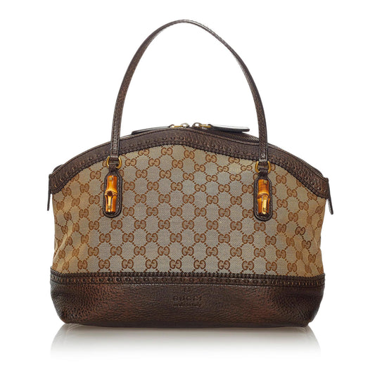 Gucci Bamboo GG Canvas Crafty Handbag