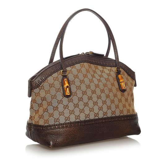 Gucci Bamboo GG Canvas Crafty Handbag