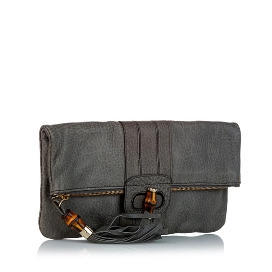 Gucci Bamboo Lucy Leather Clutch Bag