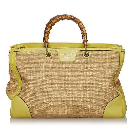 Gucci Bamboo Raffia Satchel