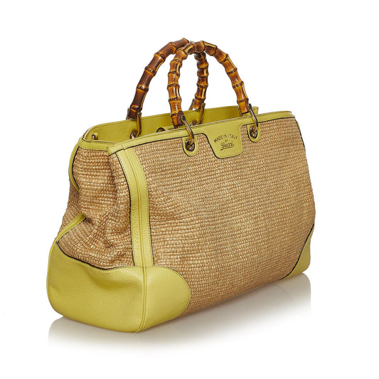 Gucci Bamboo Raffia Satchel