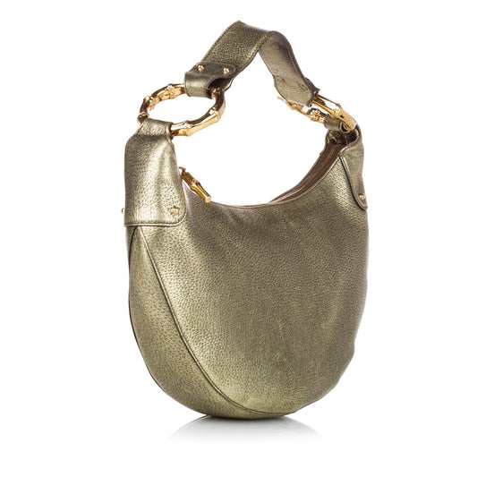 Gucci Bamboo Ring Leather Hobo Bag