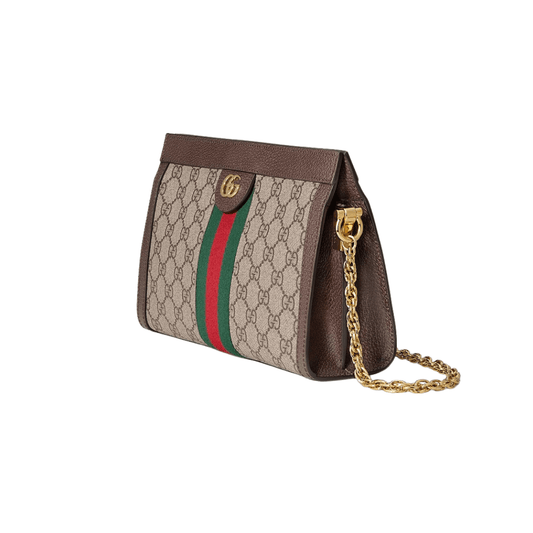 Gucci Brown GG Supreme Ophidia Chain Shoulder Bag