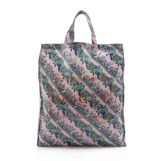 Gucci Coated Canvas Floral Logo Tote (SHF-13265)
