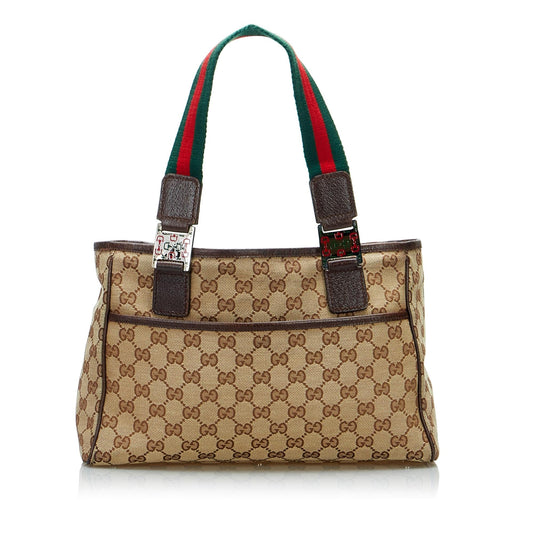 Gucci GG Canvas Web Tote (SHG-auLiHZ)