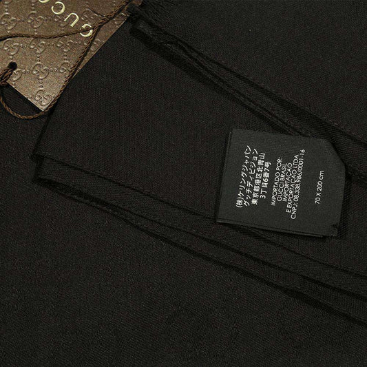 Gucci GG Jaucquard Pattern Knitted Scarf In Black 200cm (GGSM1501)