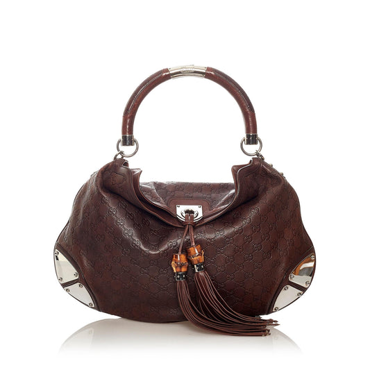 Gucci Guccissima Bamboo Indy Hobo Bag
