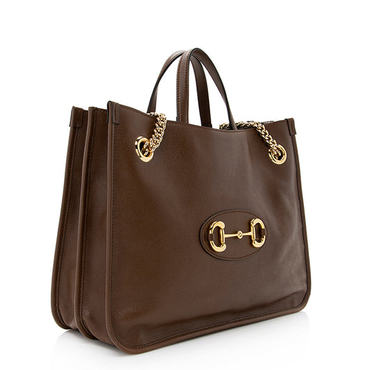 Gucci Leather 1955 Horsebit Medium Tote