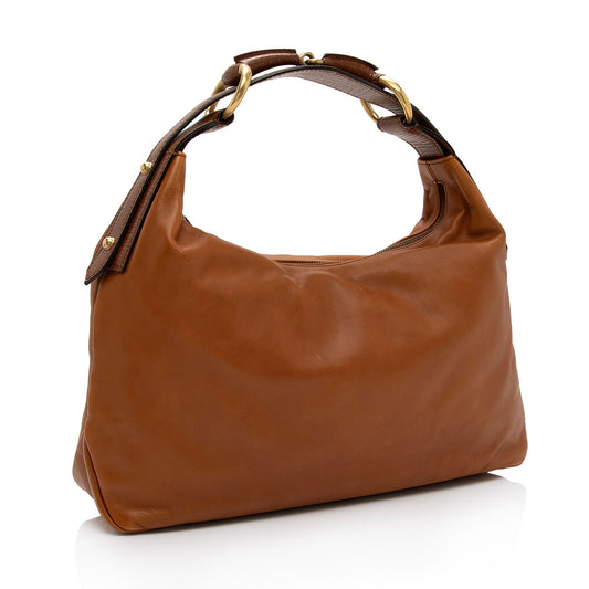 Gucci Leather Horsebit Medium Hobo (SHF-WR9LR9)