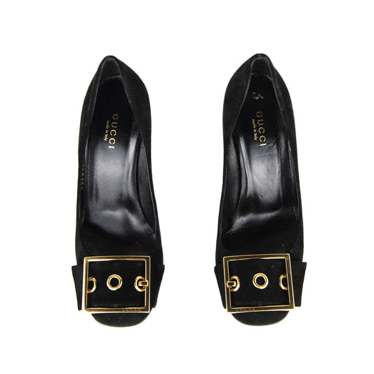 Gucci Black Suede Buckle Pumps Size 5 | EU 35