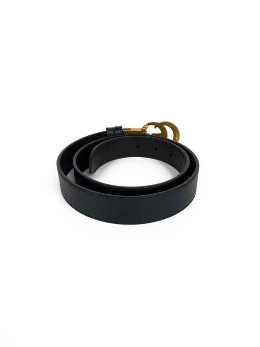 Gucci Black & Brown Reversible Thin Belt 85