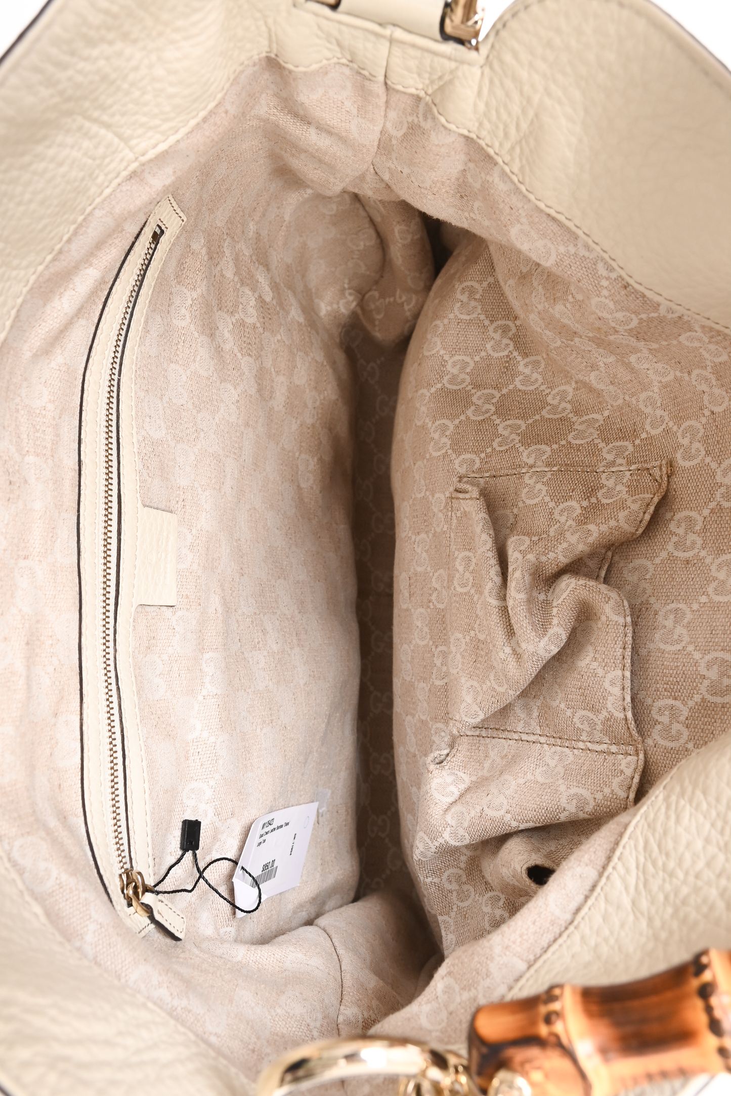 Gucci Cream Leather Bamboo 'Diana' Large Tote
