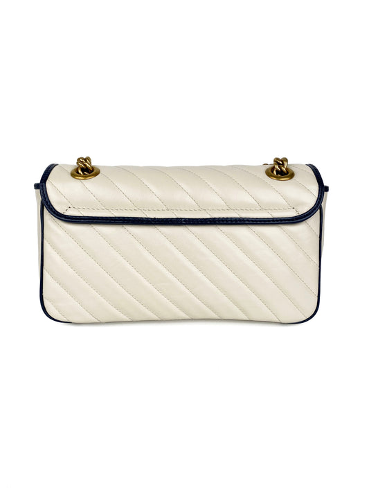 Gucci GG Marmont Torchon White & Blue Shoulder Bag