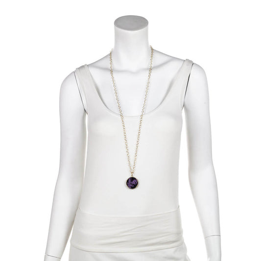Gucci 18K Gold Sugilite Flora St.Tropez Pendant Necklace