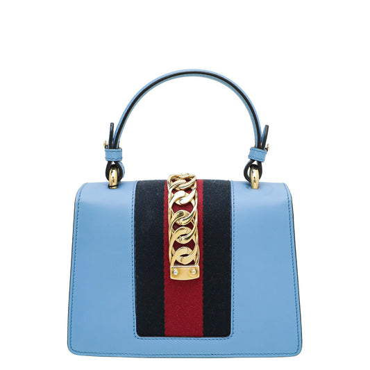 Gucci Blue Sylvie Top Handle Mini Bag