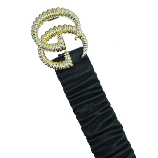 Gucci Black GG Torchon Buckle Elasticized Belt 34