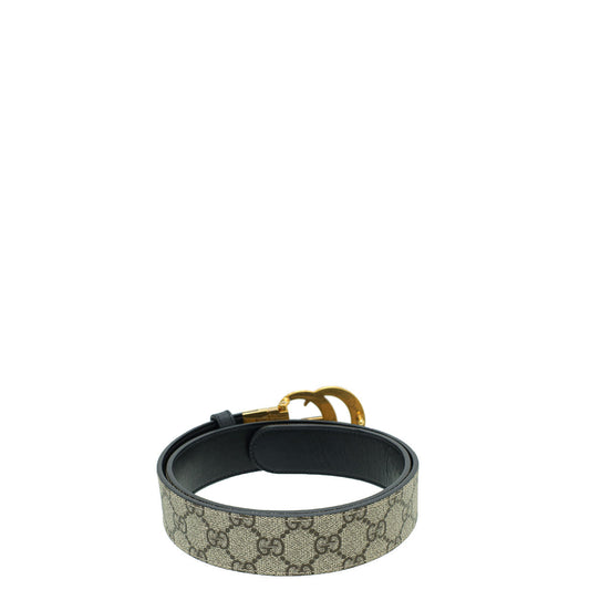 Gucci Bicolor GG Supreme Double G Buckle Reversible Belt 34