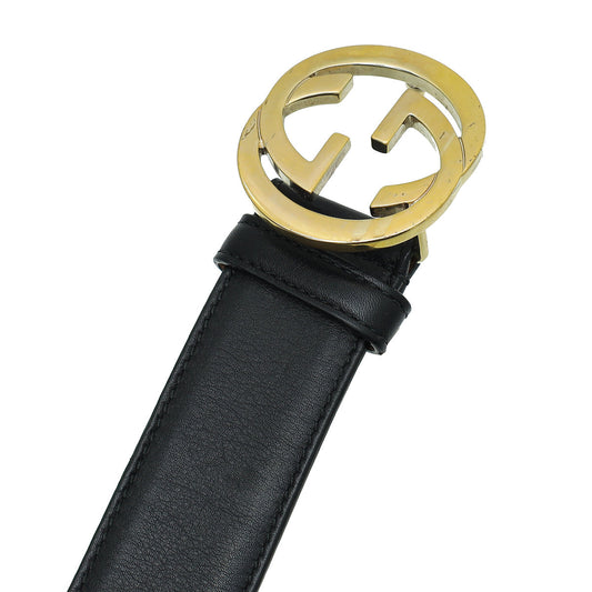 Gucci Black Interlocking G Buckle Belt 36