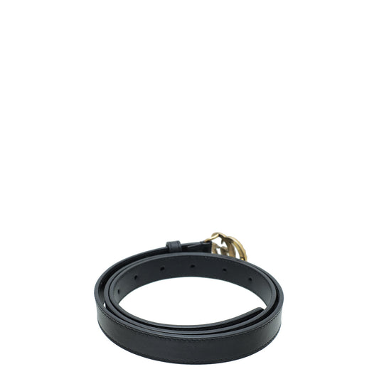 Gucci Black Double G Pearl 20mm Belt 34