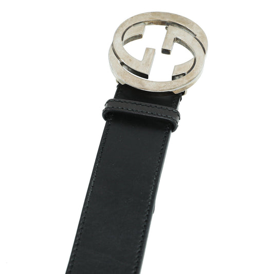 Gucci Black Double G Leather Belt 36