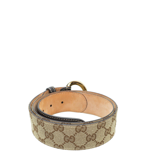 Gucci Bicolor GG Supreme G Buckle Belt 36