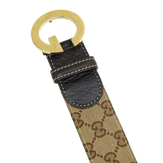 Gucci Bicolor GG Supreme G Buckle Belt 36
