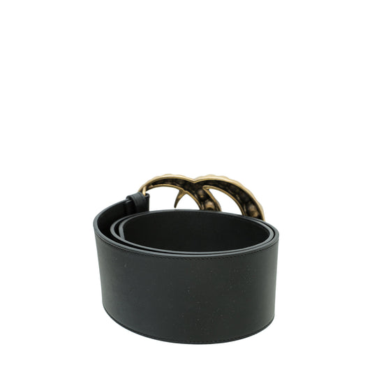 Gucci Black Double G Pearl Buckle Wide 70mm Belt 32