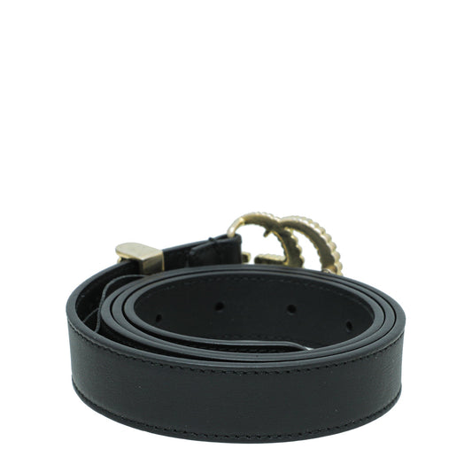 Gucci Black Torchon Double G Buckle Belt 34