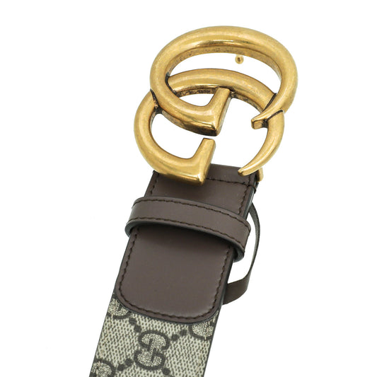 Gucci Bicolor GG Supreme Double G Buckle Belt 36