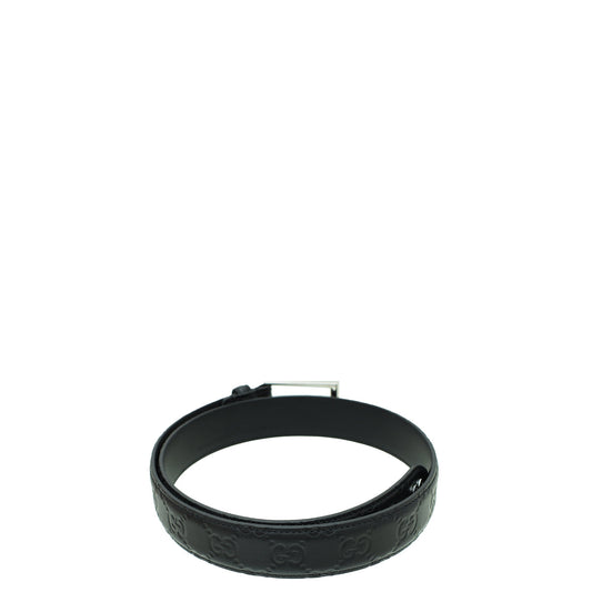 Gucci Black GG Signature Buckle Belt 30