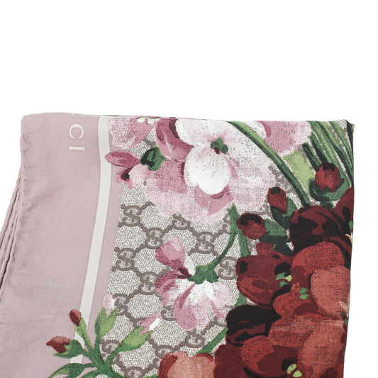 Gucci Antique Rose Multicolor GG Blooms Print Silk Scarf