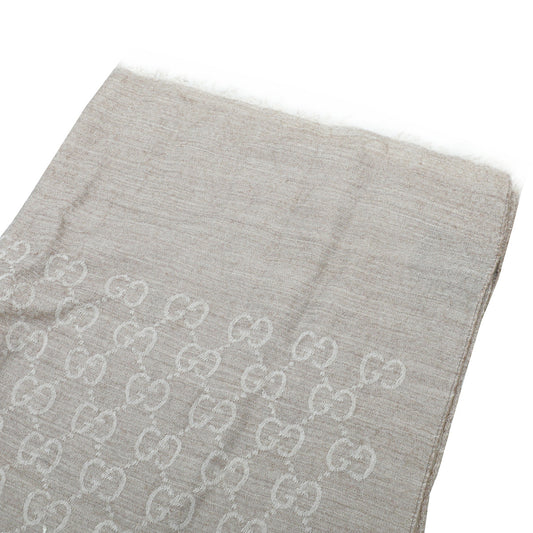 Gucci Beige GG Wool Silk Scarf