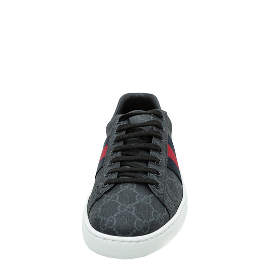 Gucci Black GG Supreme Ace Men Sneaker 8.5