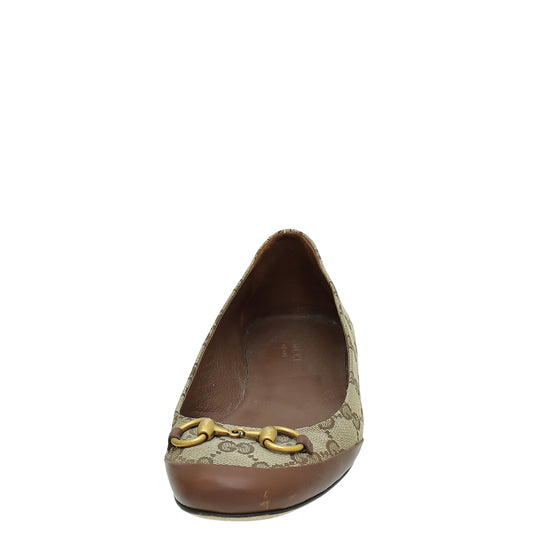 Gucci Biolor GG Horsebit Flat Ballerina 37.5