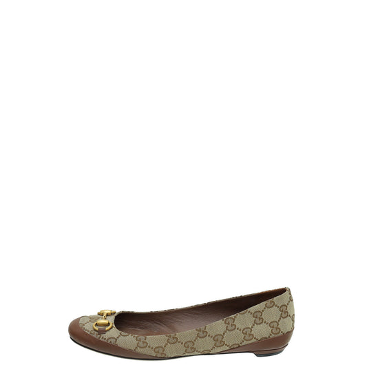 Gucci Biolor GG Horsebit Flat Ballerina 37.5