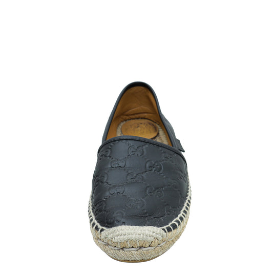 Gucci Black Guccissima Espadrille Flats 39