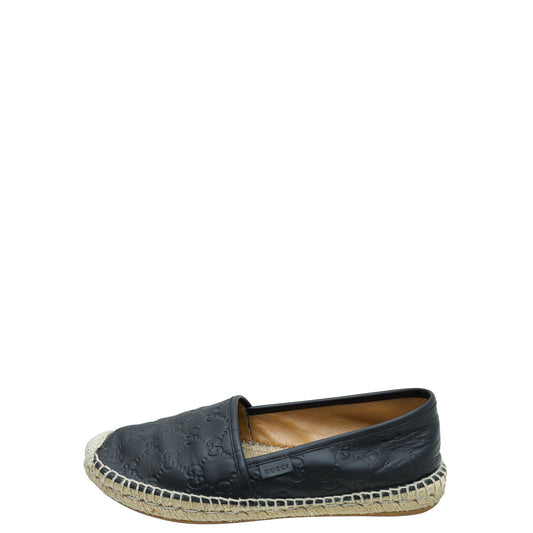 Gucci Black Guccissima Espadrille Flats 39