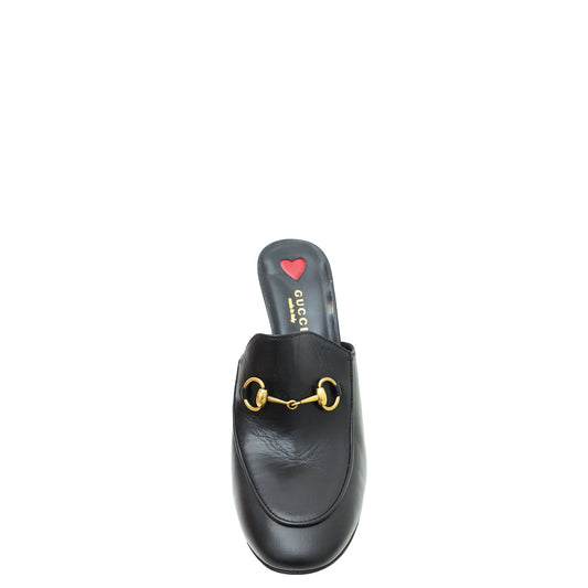 Gucci Black Malaga Kid Horsebit Princetown High Heel Mules 39