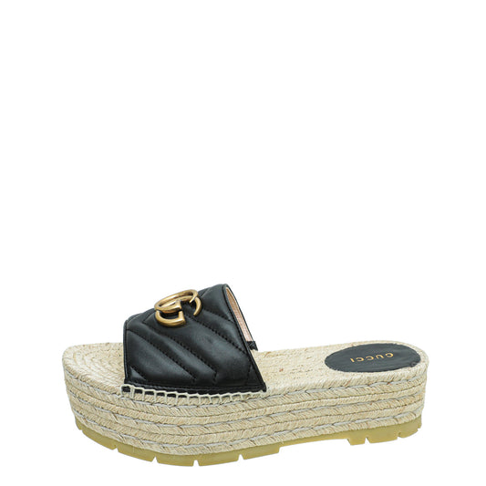 Gucci Black GG Marmont Platform Espadrille Mule 37