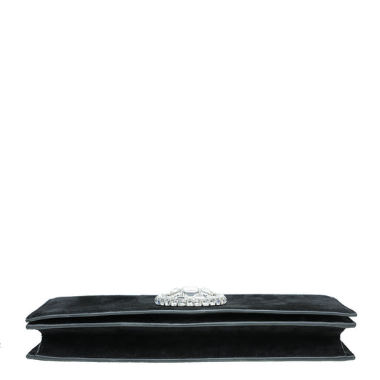 Gucci Black Suede Broadway Crystal Clutch