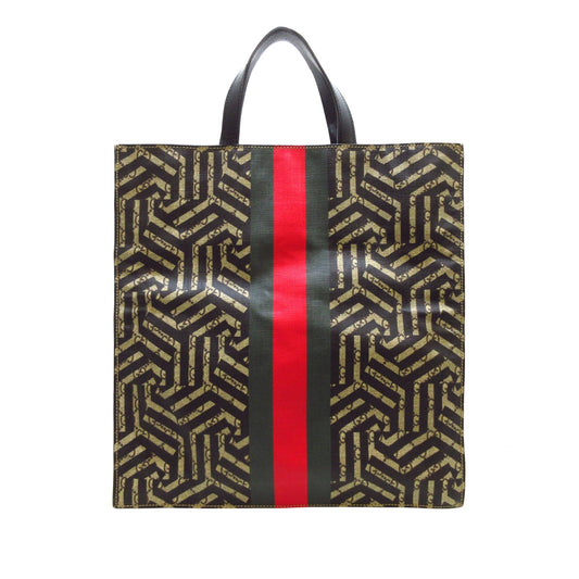 Brown Gucci GG Supreme Caleido Web Tote Satchel