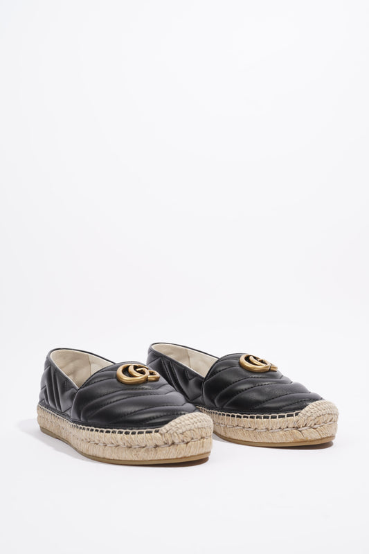 Gucci GG Espadrilles Black Leather EU 38 UK 5